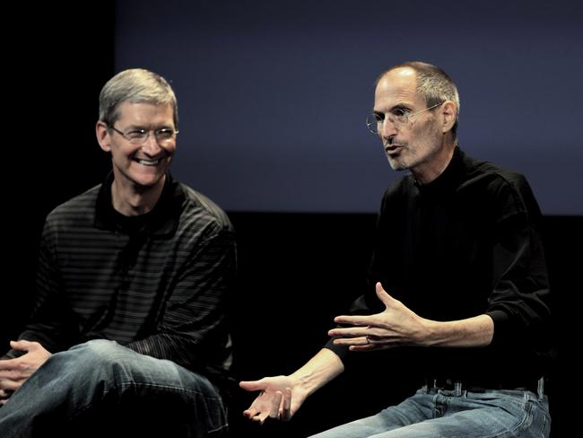 Cook with Steve Jobs at Apple HQ in California in 2010. Picture: Kimberly White/Corbis