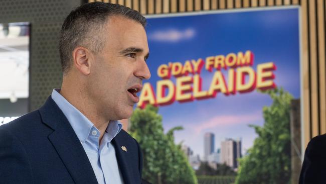 Premier Peter Malinauskas at Adelaide Airport. Picture: Brett Hartwig