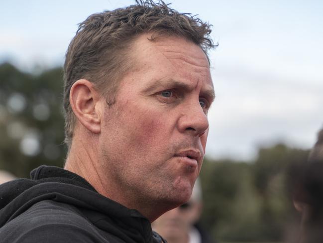 MPNFL football . Pines v Sorrento. Pines coach addressing players. Picture: Valeriu Campan