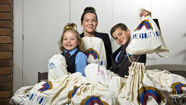 The Young family of Emily, mum Jen and Adrian (absent is dad Will) help the homeless of Toowoomba by making and donating care packages, Thursday, August 8, 2019. Picture: Kevin Farmer