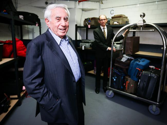 Harry Triguboff in the foyer of the Meriton Apartments in Sydney. They have increased their luggage space due to increases in luggage. Left to right. Harry Triguboff and Servio Guimaraes.