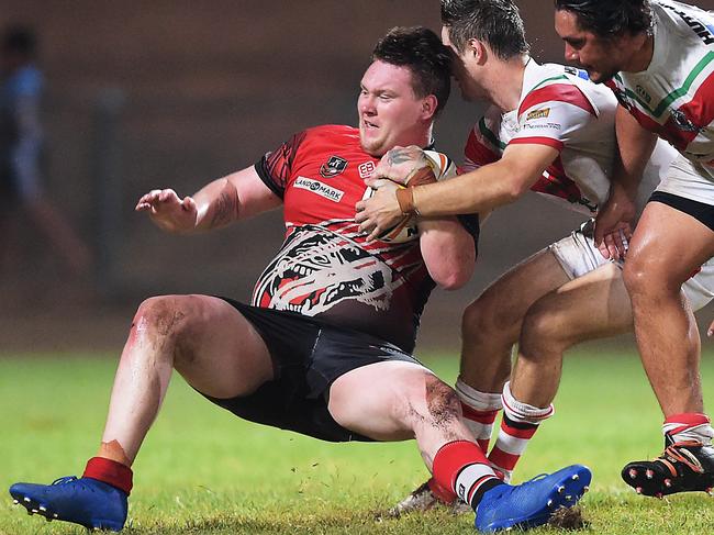 Litchfield prop Dillan Vanderburg is fired up ahead of the 2020 NRL NT grand final against Brothers. Picture: PATRINA MALONE