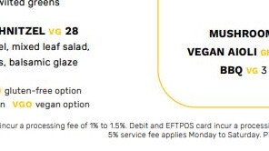 On their online menu, the second line referencing the five percent surcharge is visible