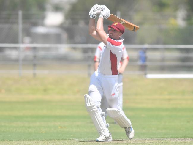 Jake Kroehnert lofts a ball into the outfield for Brothers against Souths at McKittrick Park