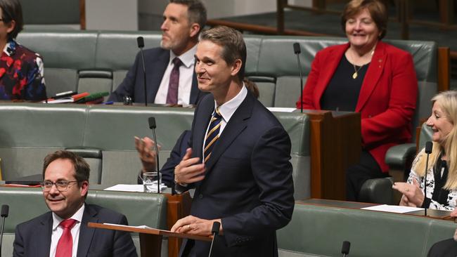 Andrew Charlton delivers his maiden speech to parliament. Picture: Martin Ollman