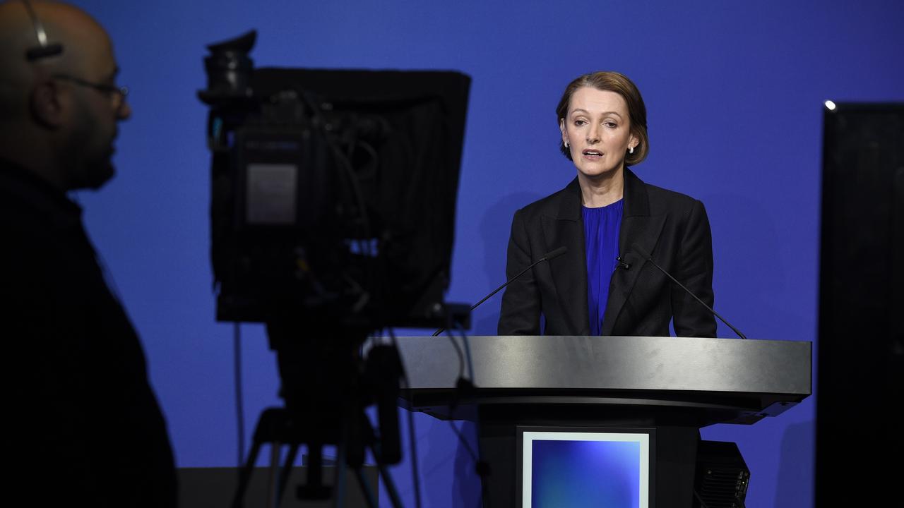 Vicki Brady, incoming Telstra CEO, hands down the Telstra financial results for the 2022 financial year at the company's Melbourne headquarters. Picture: NCA NewsWire / Andrew Henshaw