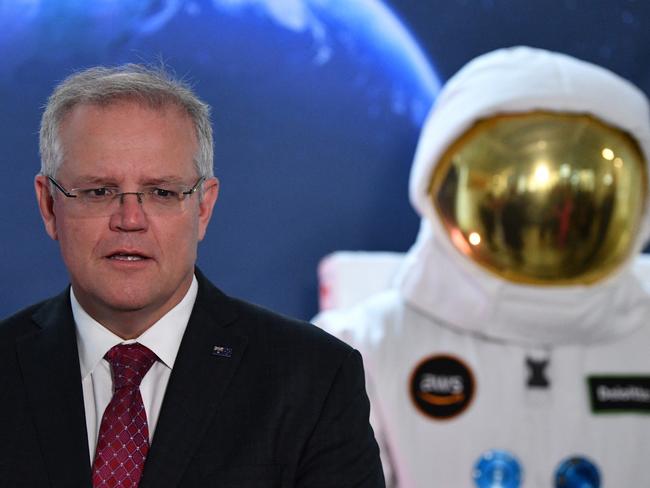 Prime Minister Scott Morrison during the opening of the new Australian Space Agency at Lot Fourteen in Adelaide, Wednesday, February 19, 2020. Prime Minister Scott Morrison Innovation neighbourhoodÂ Lot FourteenÂ will become the home of Australiaâ€™s space agency, Prime Minister Scott Morrison has announced. (AAP Image/David Mariuz) NO ARCHIVING