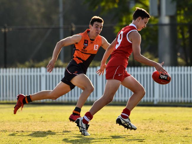 Taine Wright in action for the Sydney Swans Academy against the Greater Western Sydney Giants Academy. Picture: Sydney Swans Academy