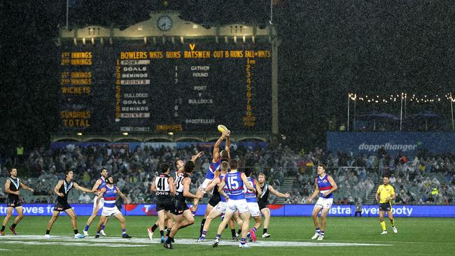 Port Adelaide take on the Western Bulldogs at Adelaide Oval during Gather Round. Picture: Phil Hillyard