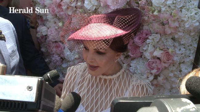 Priscilla Presley arrives at Oaks Day