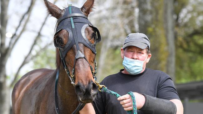 Bryce Stanaway, with Hanaki Warrior after a win at Kyneton last October, was found guilty on seven conduct-related charges. Picture: Racing Photos