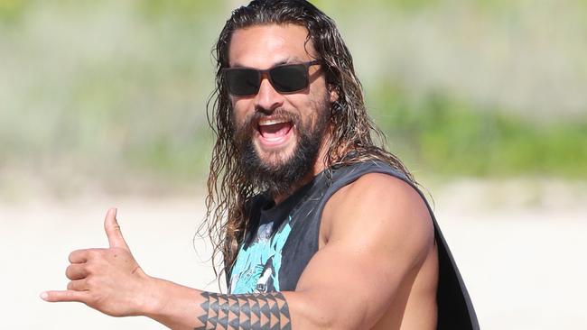 Aquaman star Jason Momoa at Currumbin Alley. Picture: Nigel Hallett.