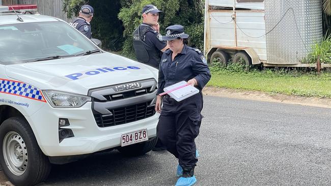 Forensic police officers at the scene of an alleged stabbing in Caravonica. Photo: Alison Paterson.