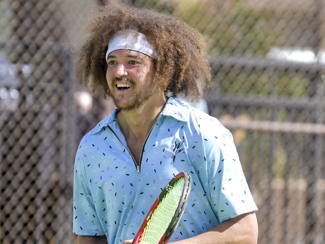 RANCHO MIRAGE, CA - MARCH 07: Singer RedFoo plays tennis at 13th Annual Desert Smash benefitting St. Jude Children's Research Hospital on March 7, 2017 in Rancho Mirage, California. (Photo by Rodin Eckenroth/WireImage)