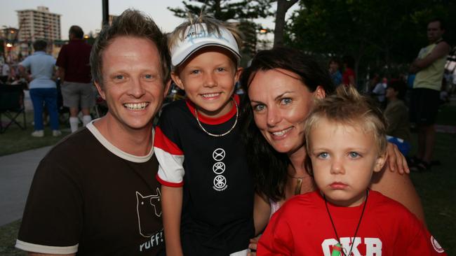 Shaun, Elliott (6), Amanda and Oliver (3) Mitchell celebrate New Year’s Eve in 2007. Picture: Anthony Reginato