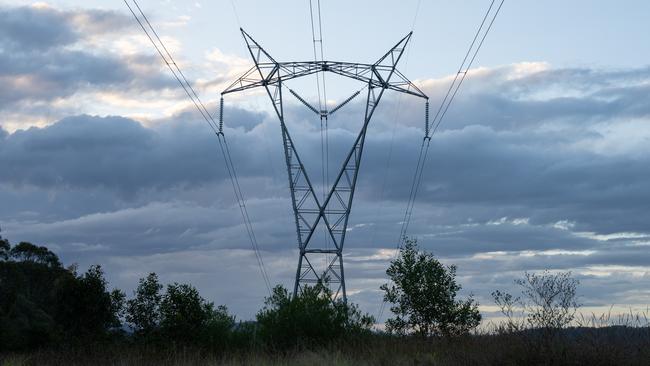 Powerlines already constructed running cross Mary Valley Rd near Imbil and Borumba Dam. Transmission lines, July 18, 2023. Picture: Christine Schindler