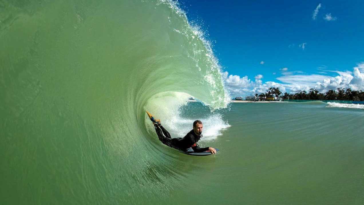 POWER PLUS: Ben Player threads through a bomb on "The Island” break at Surf Lakes' research and development facility near Yeppoon.