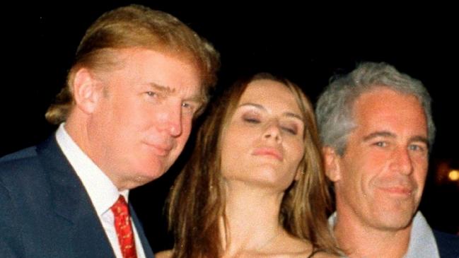 Donald Trump and his future wife Melania with Jeffrey Epstein. Picture: Getty