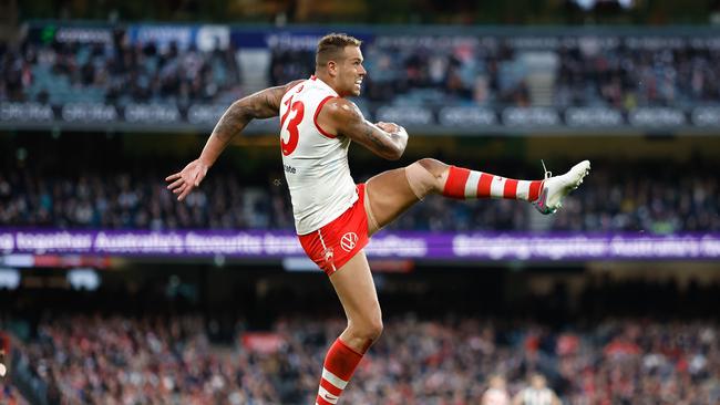 It was a tough day at the office for Buddy. Photo by Dylan Burns/AFL Photos via Getty Images