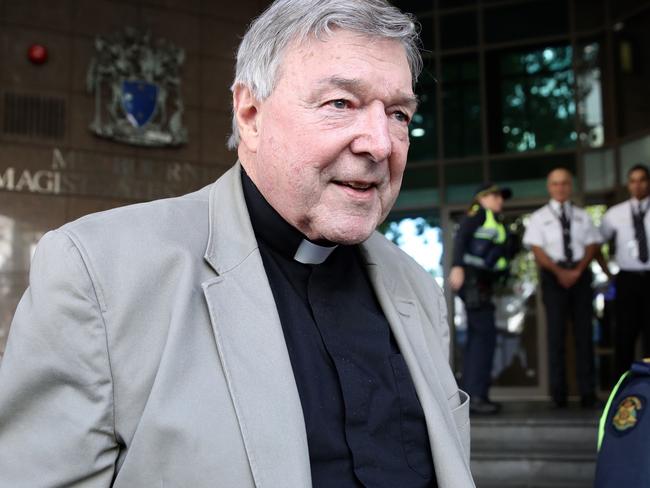 Cardinal George Pell outside Melbourne Magistrates’ Court.