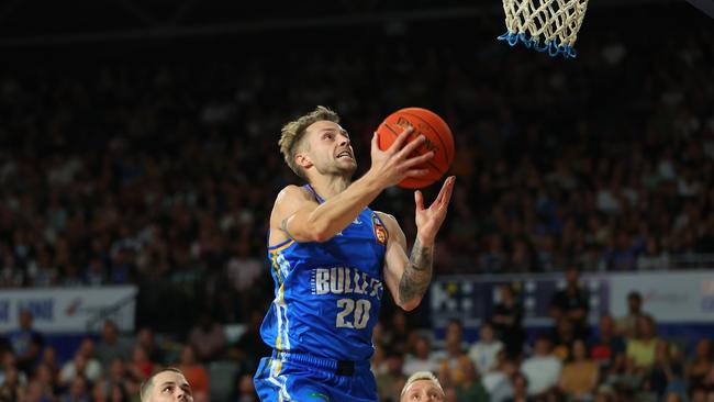 BRISBANE, AUSTRALIA – DECEMBER 30: Nathan Sobey of the Bullets in actionduring the round 13 NBL match between Brisbane Bullets and South East Melbourne Phoenix at Nissan Arena, on December 30, 2023, in Brisbane, Australia. (Photo by Chris Hyde/Getty Images)