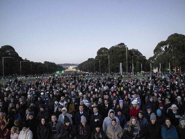 A large crowd gathered at the Australian War Memorial for the Dawn Service. Picture: NCA NewsWire / Gary Ramage