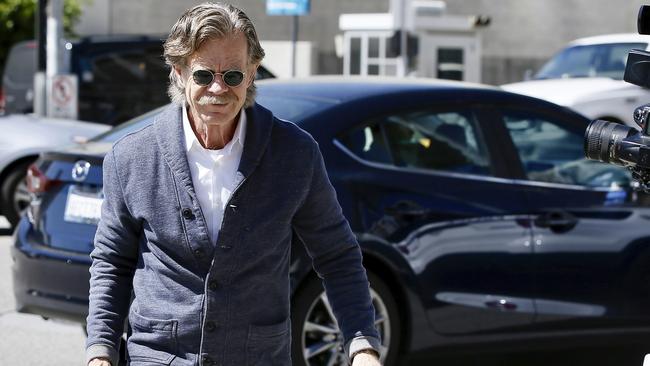 Actor William H. Macy arrives at the federal courthouse in Los Angeles.