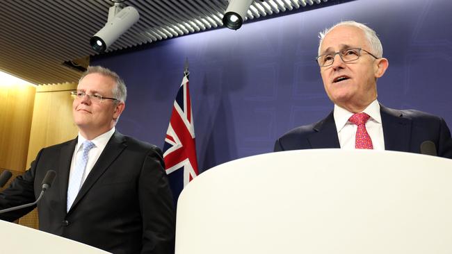 The banking royal commission has ensured that for Scott Morrison and Malcolm Turnbull, company tax cuts will be impossible to sell. Pic: James Croucher