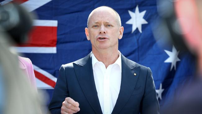 Ms McMahon met with the Liberal Democrats’ Senate candidate for Queensland Campbell Newman. Picture: Steve Pohlner