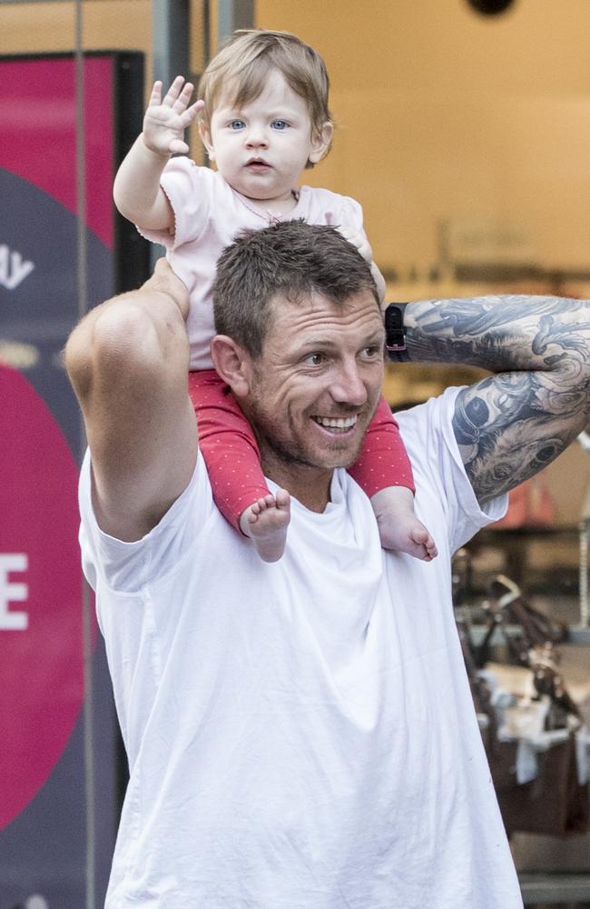 James Pattinson gives Lilah a lift. Picture: Ella Pellegrini