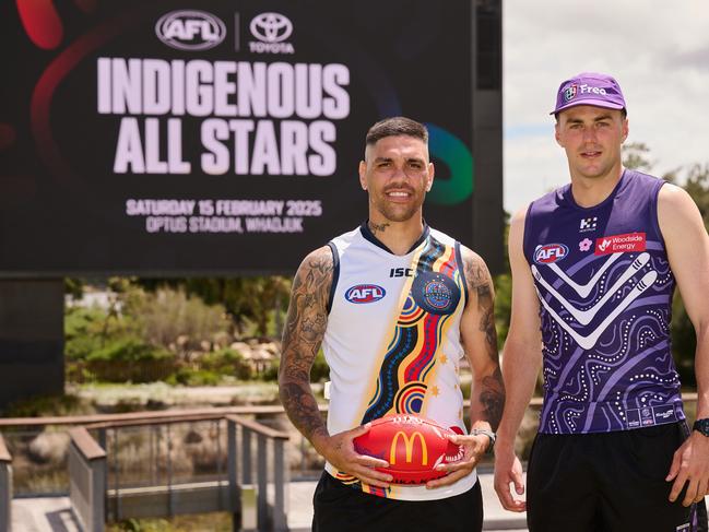 Michael Walters &amp; Jordan Clark will be part of the Indigenous All Stars clash. Picture: Stefan Gosatti/AFL Photos/via Getty Images