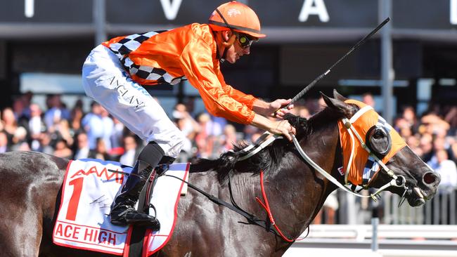 Angland says his greatest achievement is winning the Victoria Derby aboard Ace High. Picture: Getty Images