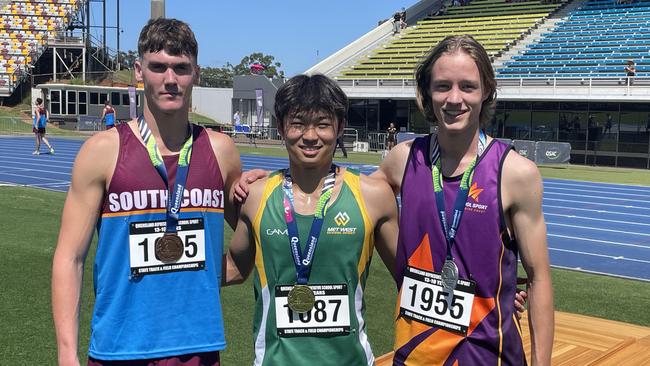 Medallists from day 2 at the Queensland School Sport track and field championships.