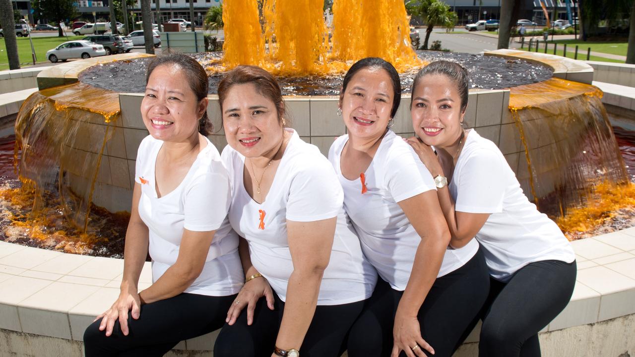 Lyn Pascual, Marilyn Catral, Melendres Sotto, and Ela Meglente performed a dance during the Harmony Day celebrations at Jubilee Park on Thursday.