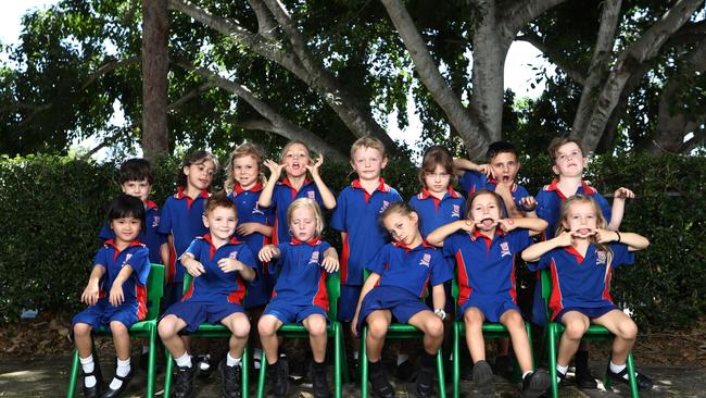 Mudgeeraba SS MFY - 4 classes . PREP MJ BACK ROW (L-R): Phoenix Caruana, Ella-Rose Walters, Riley Bateup, Otis Lannen, Spencer Layton, Leonie Brown, Connor Ratcliffe, Bentley Orr FRONT ROW (L-R): Jennifer Wong, Robert Richards, Byron Stephens, Peyton Behrendt, Reign Booth, Rubie Sabin Photograph : Jason O'Brien
