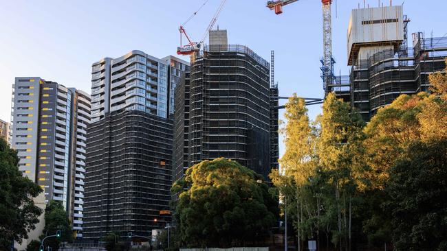 Partly built Skyview, in Castle Hill, by Jean Nassif's now collapsed Toplace. Picture: Justin Lloyd.