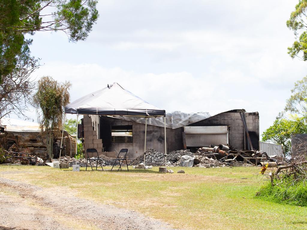 SES investigate road and paddocks near scene of Biggenden fire turned murder investigation.