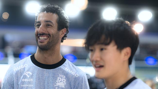 Ricciardo and Yuki Tsunoda. Photo by Rudy Carezzevoli/Getty Images