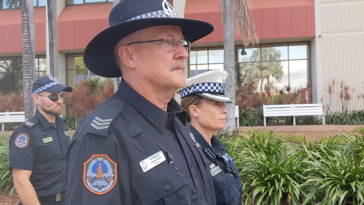 Joint Emergency Services Communication Centre Dispatch Sergeant Wolfgang Langeneck with NT Police superintendent Kirsten Engels after day two of the coronial inquest into the domestic violence death of Ngeygo Ragurrk.