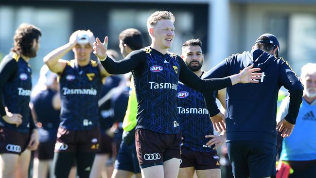 Star defender Hawthorn defender James Sicily at training.