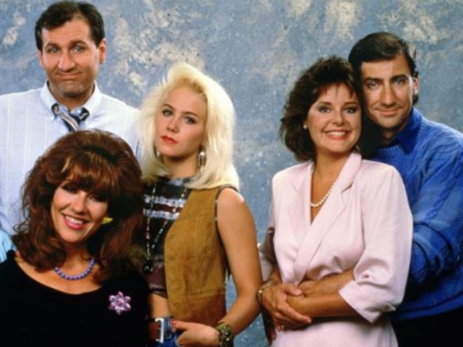 The original cast of <span id="U633506477304QFD" style="font-weight:normal;font-style:italic;">Married ... with Children </span>including Amanda Bearse, second from right. Picture: Supplied