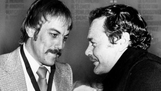 Brownlow Medal winner Malcolm Blight with North Melbourne coach Ron Barassi in 1979.