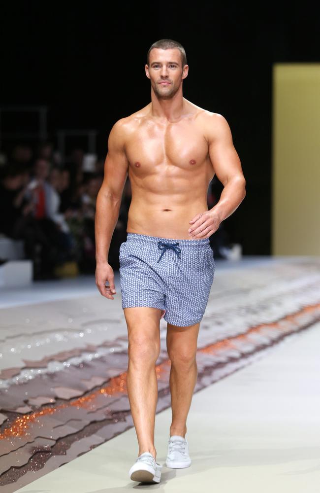 Smith walks the runway for Myer in 2014.