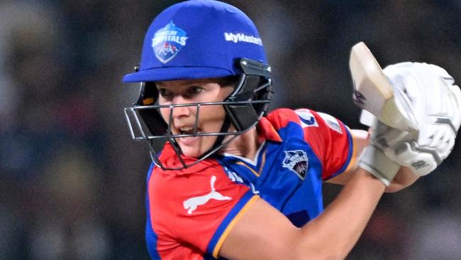 Delhi Capitals' captain Meg Lanning plays a shot during the Women's Premier League (WPL) Twenty20 cricket final match between Royal Challengers Bangalore and Delhi Capitals at the Arun Jaitley Stadium in New Delhi on March 17, 2024. (Photo by Sajjad HUSSAIN / AFP) / -- IMAGE RESTRICTED TO EDITORIAL USE - STRICTLY NO COMMERCIAL USE --