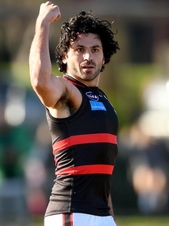 VAFA: Marcus Stavrou celebrates a goal for Old Xaverians. Picture: Josh Chadwick