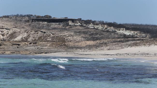 The remains of the luxury resort Southern Ocean Lodge on Kangaroo Island after fire ripped through the Flinders Chase National Park in January, 2020.