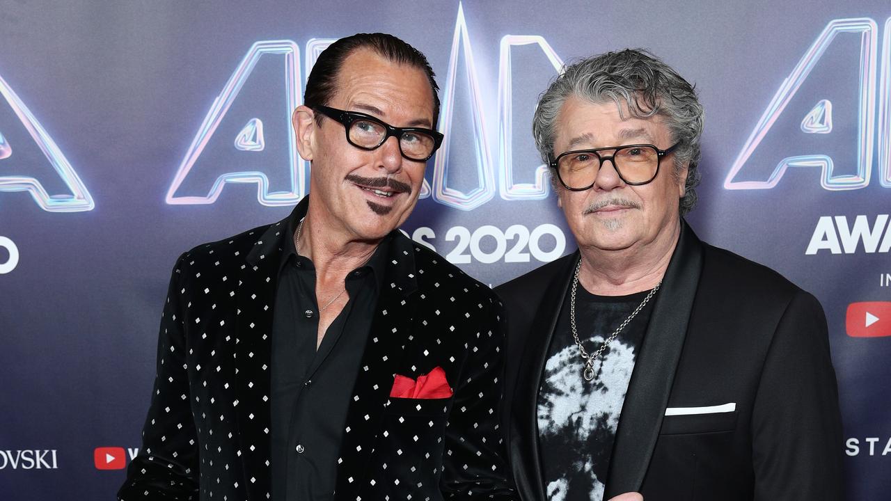 INXS bandmates Kirk Pengilly and Tim Farriss of INXS attend the 2020 ARIA Awards. Picture: Getty