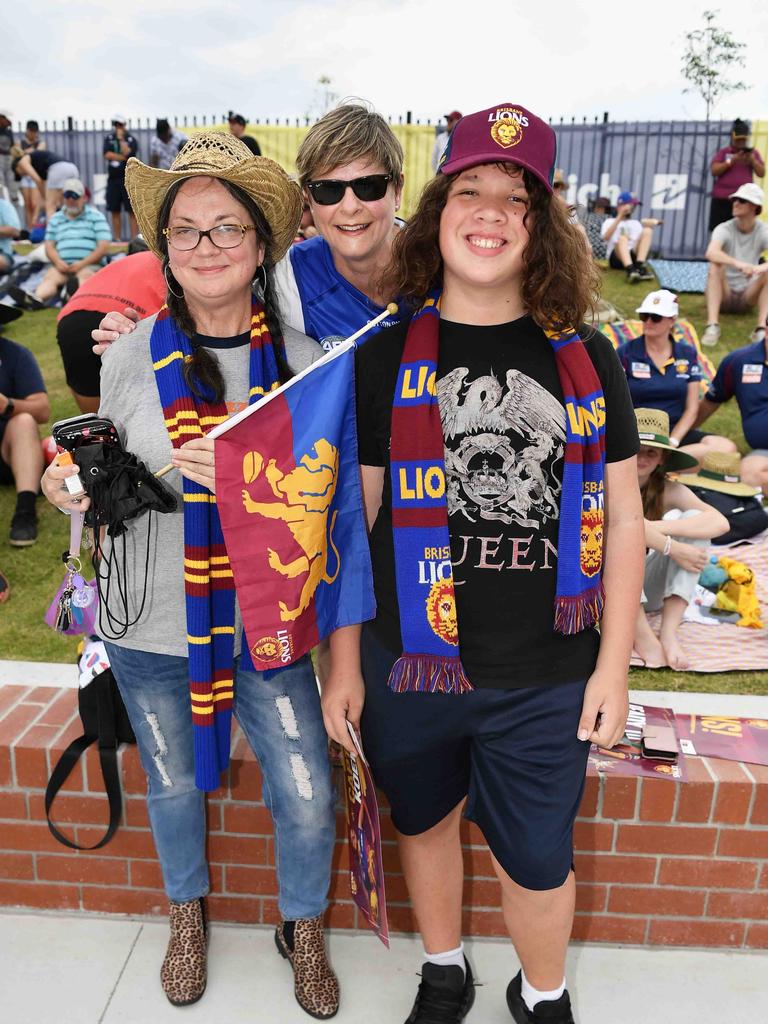 Lois Andrews, Karen Day and James Young at the NAB AFLW grand final. Picture: Patrick Woods