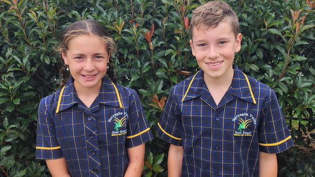 Narangba Valley State School 2024 captains, Jackson Cromb and Lovetta Johns. Picture: Contributed