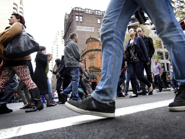 25/05/2012 NEWS: Generic pedestrians. People, road safety, walk, walking, crowded, shoes, feet, pedestrian. Pic. Brad Hunter